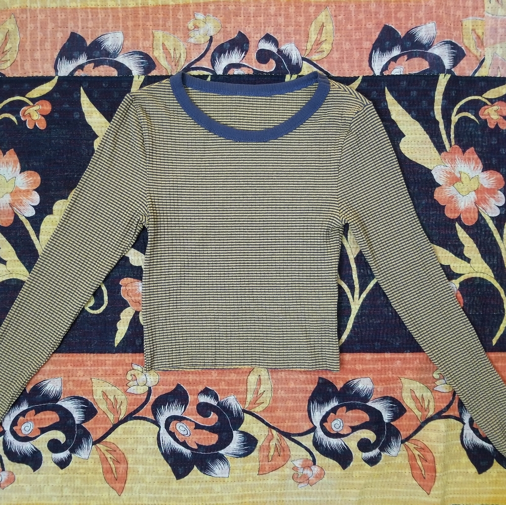 Striped Long Sleeve Crop Top